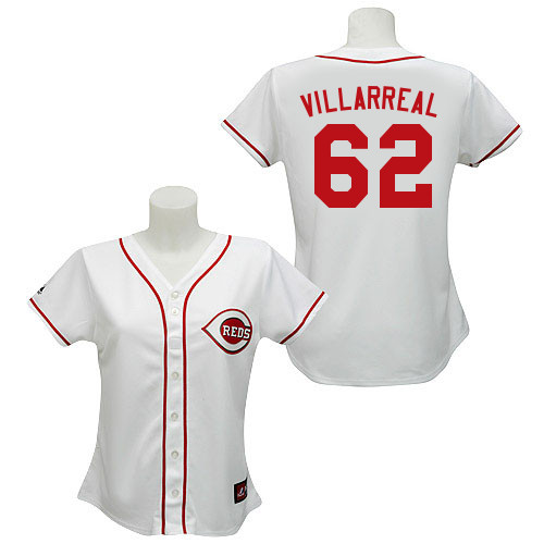 Pedro Villarreal #62 mlb Jersey-Cincinnati Reds Women's Authentic Home White Cool Base Baseball Jersey